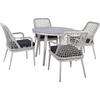 CENTRAL Set Τραπεζαρία Ροτόντα Κήπου (1+4), ALU Grey, Rope Grey, Μαξιλάρια Ανθρακί (Ε6841)