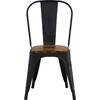 RELIX Wood Καρέκλα Μέταλλο Βαφή Μαύρο Matte, Κάθισμα Dark Oak, Στοιβαζόμενη (Ε5191W,1W)