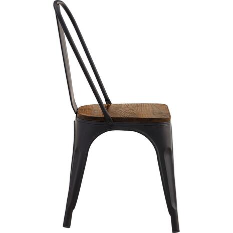 RELIX Wood Καρέκλα Μέταλλο Βαφή Μαύρο Matte, Κάθισμα Dark Oak, Στοιβαζόμενη (Ε5191W,1W)