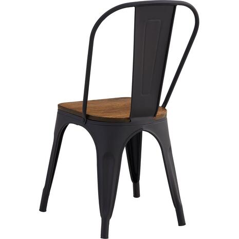 RELIX Wood Καρέκλα Μέταλλο Βαφή Μαύρο Matte, Κάθισμα Dark Oak, Στοιβαζόμενη (Ε5191W,1W)
