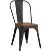 RELIX Wood Καρέκλα Μέταλλο Βαφή Μαύρο Matte, Κάθισμα Dark Oak, Στοιβαζόμενη (Ε5191W,1W)