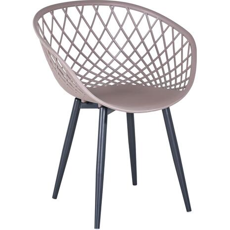 REX Πολυθρόνα-Pro Μέταλλο Βαφή Μαύρο, PP-UV Sand Beige (Ε373,3W)