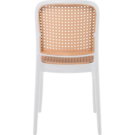 FLORENCE Καρέκλα PP Άσπρο, PP Rattan Μπεζ, Στοιβαζόμενη (Ε387,1)