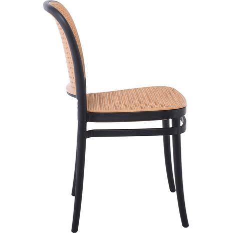 FLORENCE Καρέκλα PP Μαύρο, PP Rattan Μπεζ, Στοιβαζόμενη (Ε387,2)