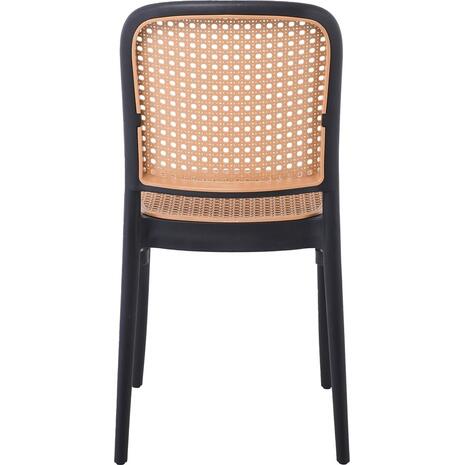 FLORENCE Καρέκλα PP Μαύρο, PP Rattan Μπεζ, Στοιβαζόμενη (Ε387,2)