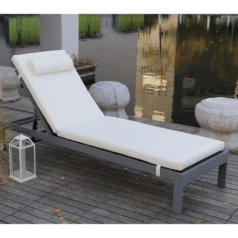 SUNLOUNGER Μαξιλάρι Ξαπλώστρας με Προσκέφαλο, Ύφασμα Water Repellent Εκρού, Φερμουάρ (Ε2014,1)