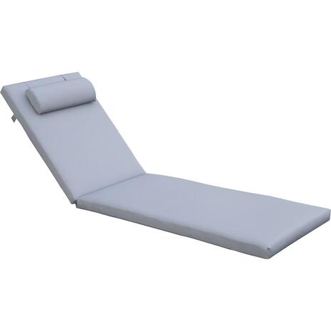 SUNLOUNGER Μαξιλάρι Ξαπλώστρας με Προσκέφαλο, Ύφασμα Water Repellent Γκρι, Φερμουάρ (Ε2014,3)