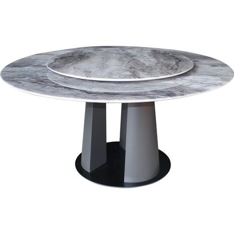 LAZY SUSAN Τραπέζι Ροτόντα με Περιστρεφόμενη επιφάνεια, Βάση Μέταλλο-Επιφάνεια Μάρμαρο (ΕΜ784,1)