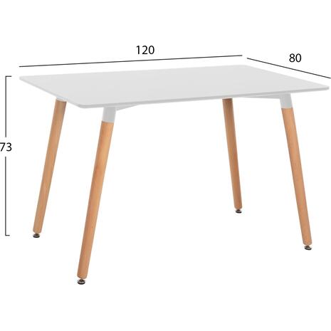 ΤΡΑΠΕΖΙ MINIMAL HM008.01 ΛΕΥΚΟ MDF, ΞΥΛΙΝΑ ΠΟΔΙΑ ΟΞΙΑ, 120Χ80X73Υ ΕΚ.