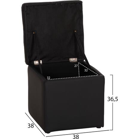ΣΚΑΜΠΩ ΜΕ ΑΠΟΘΗΚΕΥΤΙΚΟ ΧΩΡΟ PU ΜΑΥΡΟ CUBE HM224.01 38x38x36.5Υεκ.
