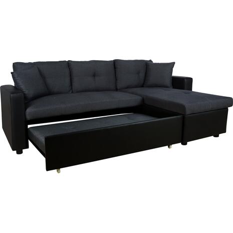 ΚΑΝΑΠΕΣ ΓΩΝΙΑ ΚΡΕΒΑΤΙ WAYNE 220x146x86Υεκ.HM3028.01 ΓΚΡΙ ΜΕ ΜΑΥΡΟ PU