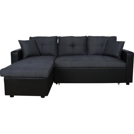 ΚΑΝΑΠΕΣ ΓΩΝΙΑ ΚΡΕΒΑΤΙ WAYNE 220x146x86Υεκ.HM3028.01 ΓΚΡΙ ΜΕ ΜΑΥΡΟ PU