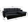 ΚΑΝΑΠΕΣ ΓΩΝΙΑ ΚΡΕΒΑΤΙ WAYNE 220x146x86Υεκ.HM3028.01 ΓΚΡΙ ΜΕ ΜΑΥΡΟ PU