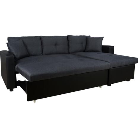 ΚΑΝΑΠΕΣ ΓΩΝΙΑ ΚΡΕΒΑΤΙ WAYNE 220x146x86Υεκ.HM3028.01 ΓΚΡΙ ΜΕ ΜΑΥΡΟ PU