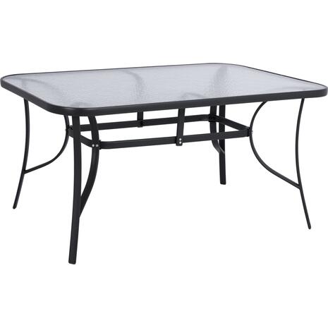 ΤΡΑΠΕΖΙ BRUNO 150X90Χ72Υεκ. ΓΚΡΙ ΜΕΤΑΛΛΙΚΟ ΜΕ ΓΥΑΛΙΝΗ ΕΠΙΦΑΝΕΙΑ HM5145.01