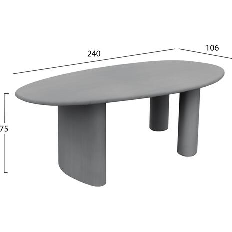 ΤΡΑΠΕΖΙ ΤΡΑΠΕΖΑΡΙΑΣ ΟΒΑΛ VOLPE HM6599.01 ΓΚΡΙ FIBER CEMENT 240x100x75Υεκ