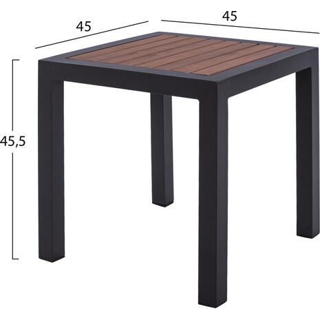 ΤΡΑΠΕΖΙ ΑΛΟΥΜΙΝΙΟΥ SABRA HM5403.02 ΓΚΡΙ ΜΕ POLYWOOD 45Χ45X45,5Yεκ.