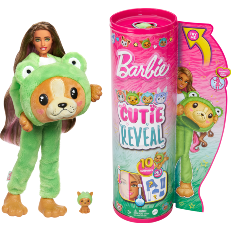 Barbie Cutie Reveal Κούκλα Και Αξεσουάρ Με 10 Εκπλήξεις, Σκυλάκι/Βατραχάκι (HRK24)