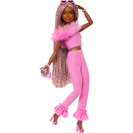 Συλλεκτική Κούκλα Barbie Deluxe Style S4 Με Ροζ Φόρμα Και Κοτσιδάκια 3+