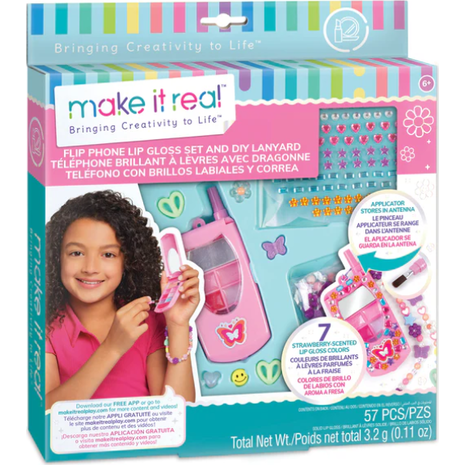 Make It Real Beauty Flip Phone Lip Gloss Set And DIY Lanyard