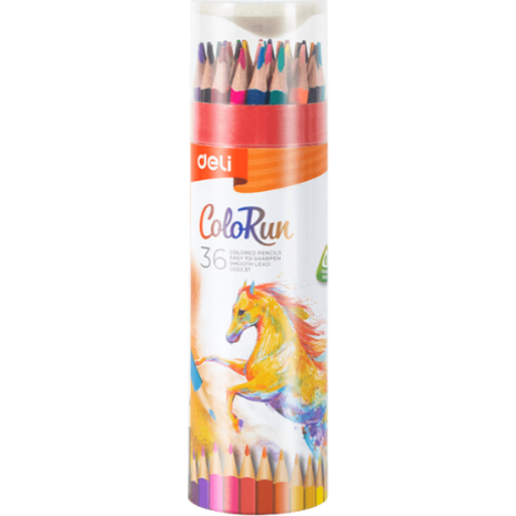Ξυλομπογιές τριγωνικές + ξύστρα Deli Colorun Φ2.9mm (πακέτο 36 τεμαχίων) (Διάφορα χρώματα)