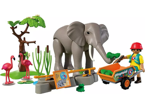 Playmobil Animals And Friends Φροντιστής Ζωολογικού Πάρκου Με Ελέφαντα Και Φλαμίνγκο 72068