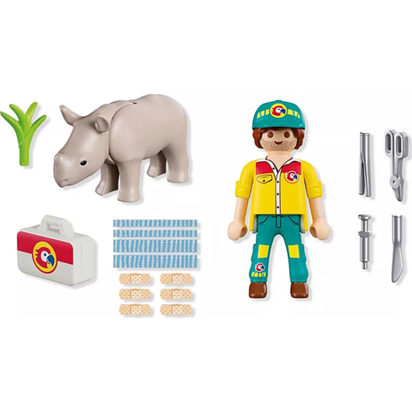 Playmobil Duo Pack Φροντιστής Ζώων Και Ρινόκερος 72025