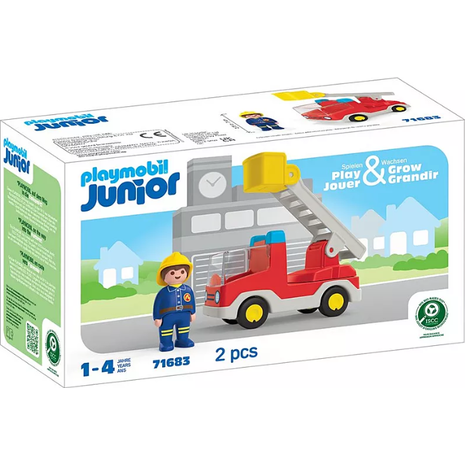 Playmobil Junior: Πυροσβέστης Με Κλιμακοφόρο Όχημα 71683