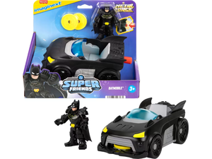 Mattel Fisher-Price DC Super Friends Metal Force Batmobile Toy Car, 3-Inch Batman Φιγούρα Με Αξεσουάρ JFJ68