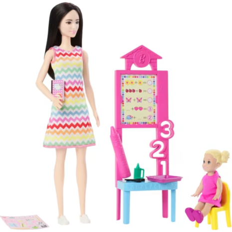 Κούκλα Barbie Δασκάλα Σετ με πίνακα και μαθήτρια  3+ Ετών