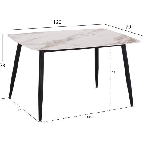 ΤΡΑΠΕΖΙ RAVEN HM9854.04 ΚΕΡΑΜΙΚΟ TOP ΜΕ ΟΨΗ ΜΑΡΜΑΡΟΥ τ.CALACATTA 120x70x73Υεκ.
