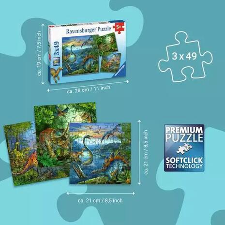 Παζλ Ravensburger Δεινόσαυροι 3x49 τεμαχίων