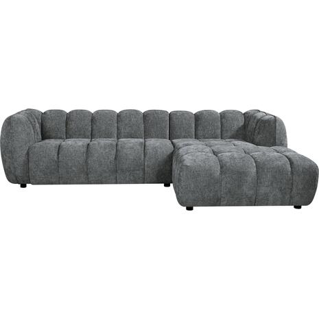 ΚΑΝΑΠΕΣ ΓΩΝΙΑ (ΔΕΞΙΑ) LYKKE HM3326.01R ΓΚΡΙ ΥΦΑΣΜΑ 280x89-165(η γωνία)x70Υεκ