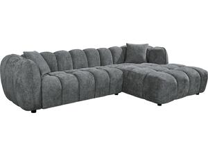 ΚΑΝΑΠΕΣ ΓΩΝΙΑ (ΔΕΞΙΑ) LYKKE HM3326.01R ΓΚΡΙ ΥΦΑΣΜΑ 280x89-165(η γωνία)x70Υεκ