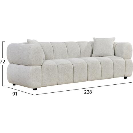 ΚΑΝΑΠΕΣ 3-ΘΕΣΙΟΣ NORIKA HM3331.02 ΕΚΡΟΥ ΥΦΑΣΜΑ 228x91x72Υεκ.