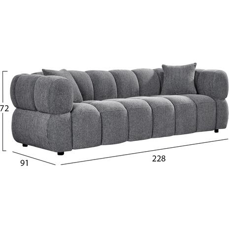 ΚΑΝΑΠΕΣ 3-ΘΕΣΙΟΣ NORIKA HM3331.01 ΓΚΡΙ ΥΦΑΣΜΑ 228x91x72Υεκ.
