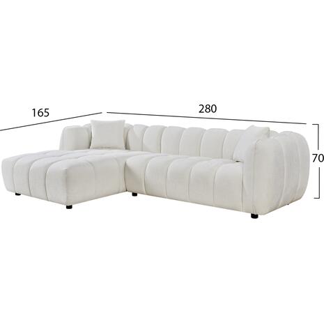 ΚΑΝΑΠΕΣ ΓΩΝΙΑ (ΑΡΙΣΤΕΡΗ) LYKKE HM3326.02L ΕΚΡΟΥ ΥΦΑΣΜΑ 280x89-165(η γωνία)x70Υεκ