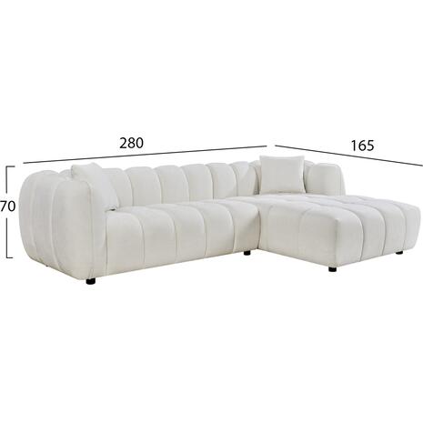 ΚΑΝΑΠΕΣ ΓΩΝΙΑ (ΔΕΞΙΑ) LYKKE HM3326.02R ΕΚΡΟΥ ΥΦΑΣΜΑ 280x89-165(η γωνία)x70Υεκ