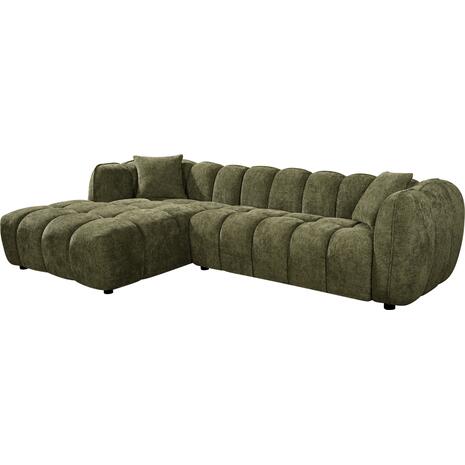 ΚΑΝΑΠΕΣ ΓΩΝΙΑ (ΑΡΙΣΤΕΡΗ) LYKKE HM3326.03L ΠΡΑΣΙΝΟ ΥΦΑΣΜΑ 280x83-160(η γωνία)x80Υεκ