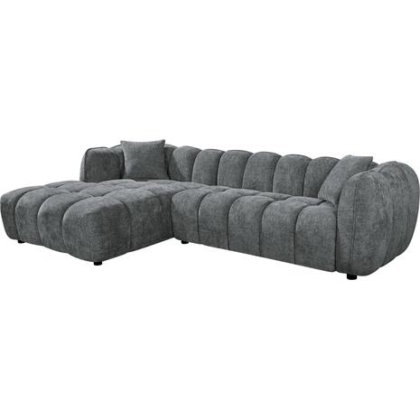 ΚΑΝΑΠΕΣ ΓΩΝΙΑ (ΑΡΙΣΤΕΡΗ) LYKKE HM3326.01L ΓΚΡΙ ΥΦΑΣΜΑ 280x89-165(η γωνία)x70Υ εκ.