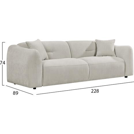 ΚΑΝΑΠΕΣ 3-ΘΕΣΙΟΣ JUNOA HM3333.02 ΕΚΡΟΥ ΥΦΑΣΜΑ 228x89x74Υεκ