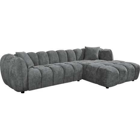 ΚΑΝΑΠΕΣ ΓΩΝΙΑ (ΔΕΞΙΑ) LYKKE HM3326.01R ΓΚΡΙ ΥΦΑΣΜΑ 280x89-165(η γωνία)x70Υεκ