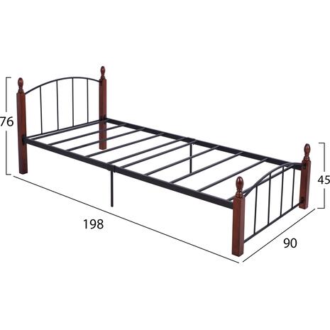 ΚΡΕΒΑΤΙ MAKAI ΜΕΤΑΛΛΟ RUBBERWOOD ΚΑΡΥΔΙ--ΓΙΑ ΣΤΡΩΜΑ 90X190 HM381