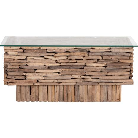 ΤΡΑΠΕΖΙ ΣΑΛΟΝΙΟΥ ΟΡΘΟΓΩΝΙΟ SPARROW HM18366 DRIFTWOOD--ΓΥΑΛΙ 105x45x47Υεκ.