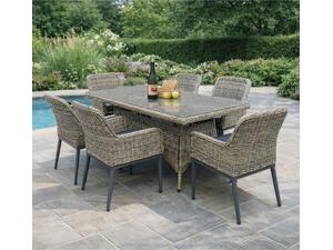 HAVANA Set Τραπεζαρία Κήπου ALU,Wicker Grey Brown-Ανθρακί: Τραπέζι 160x90 + 6 Πολυθρόνες (Ε652,S1)