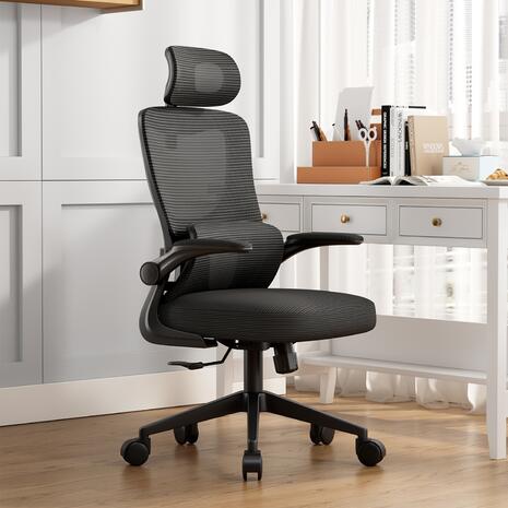 ΚΑΡΕΚΛΑ ΓΡΑΦΕΙΟΥ KESI HM1222.01 ΜΑΥΡO MESH & PP 52x50x122Υεκ.