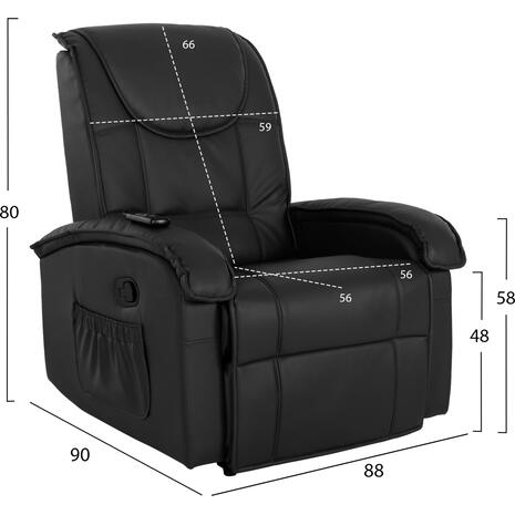 ΠΟΛΥΘΡΟΝΑ RELAX ΜΕ ΜΗΧΑΝΙΣΜΟ MASSAGE ROCCA HM0026.01 PU ΜΑΥΡΟ 88x90x80 εκ.