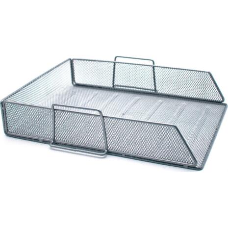 Δίσκος γραφείου Metron μεταλλικός διάτρητος 25 x 34 x 6.5 cm Ασημί (Ασημί)