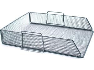 Δίσκος γραφείου Metron μεταλλικός διάτρητος 25 x 34 x 6.5 cm Ασημί (Ασημί)
