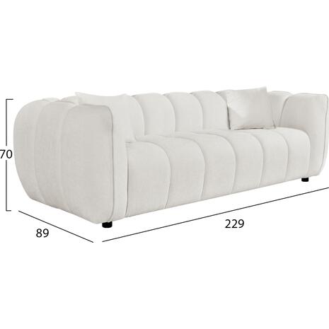 ΚΑΝΑΠΕΣ 3-ΘΕΣΙΟΣ LYKKE HM3323.02 ΕΚΡΟΥ ΥΦΑΣΜΑ 229x89x70Υεκ